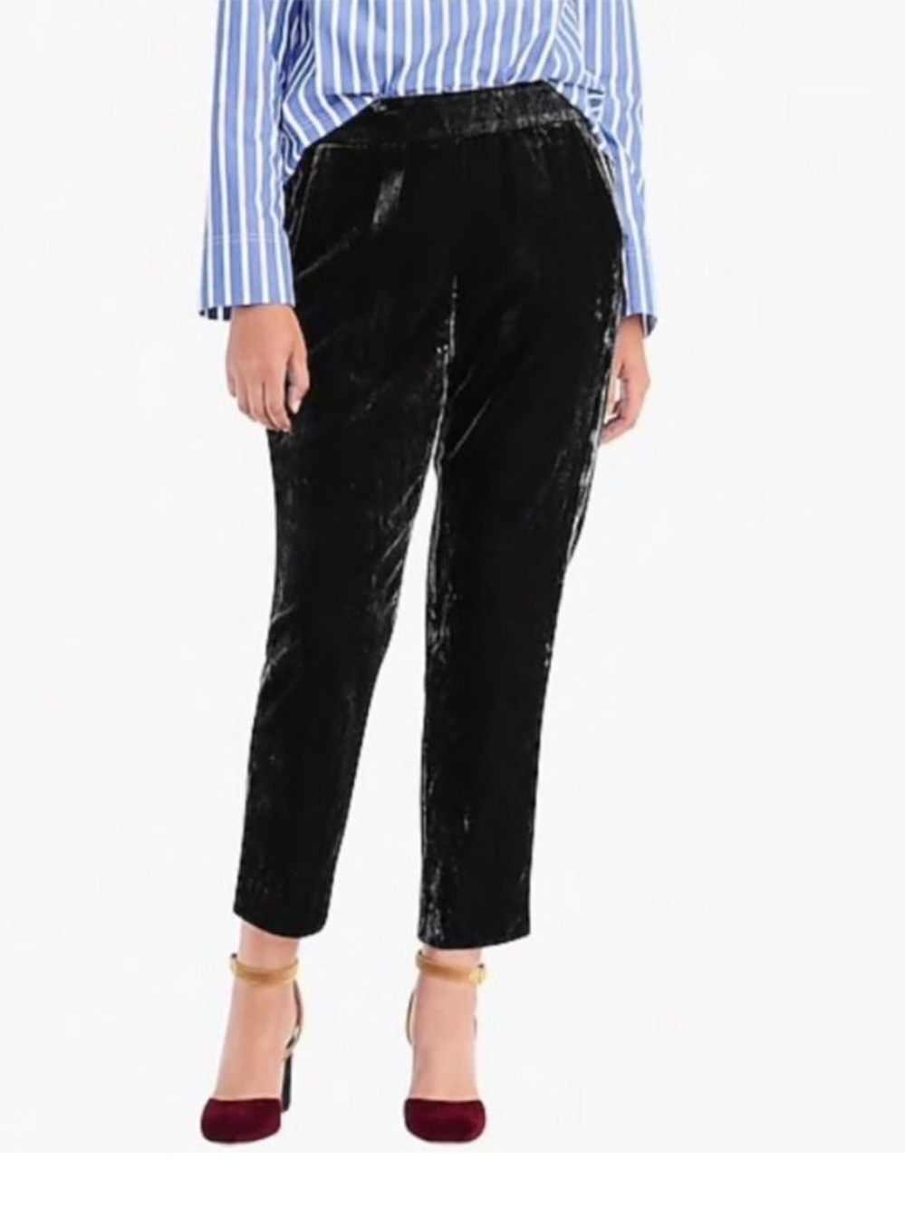 J. Crew Velvet Cropped Ankle Pants easy pull on with elastic band